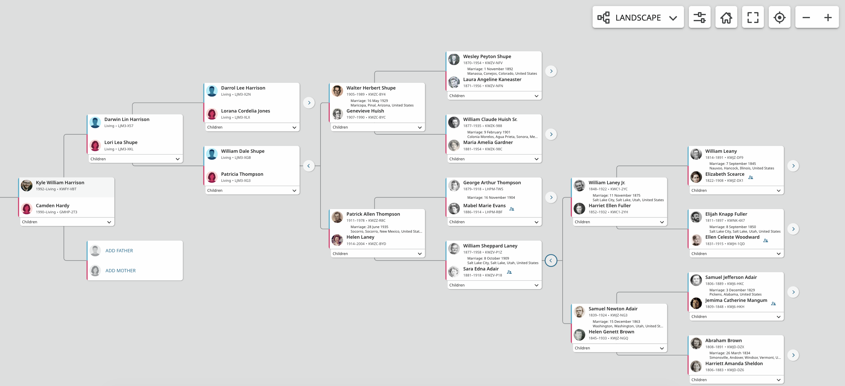 Familysearch.org; My family tree across 7 generations