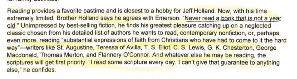 Emerson — "Never read a book that is not a year old"